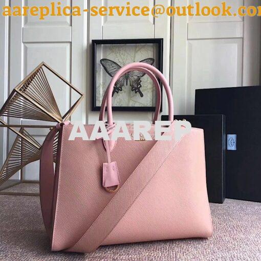 Replica Prada Bibliothèque Saffiano Leather Bag 1BA153 Pink 4