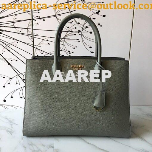 Replica Prada Bibliothèque Saffiano Leather Bag 1BA153 Grey 2