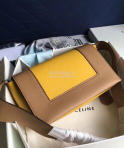 Replica Celine Medium Frame Bag in Tan/ Sunflower Shiny Smooth Calfski