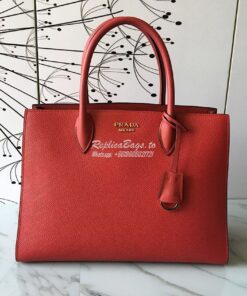 Replica Prada Bibliothèque Saffiano Leather Bag 1BA153 Red 2