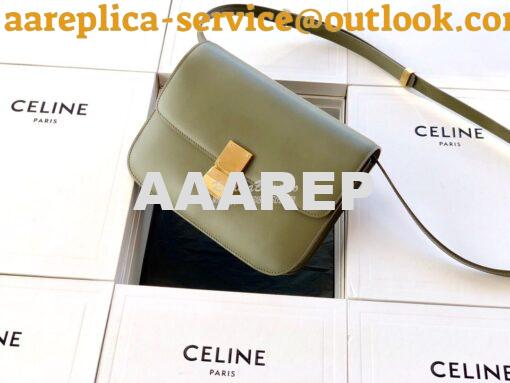 Replica Celine Classic Box Bag in Smooth Calfskin Army Green 5
