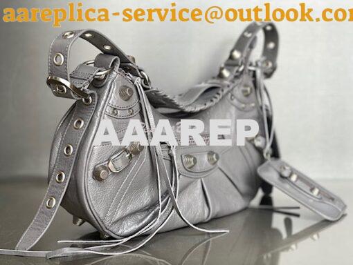 Replica Balenciaga Le Cagole XS S Shoulder Bag in Lambskin Grey 671307 13