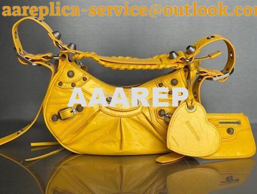Replica Balenciaga Le Cagole XS S Shoulder Bag in Lambskin Yellow 6713 2