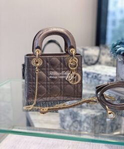 Replica Christian Dior Lady Dior Grained Metallic Bronze Bag