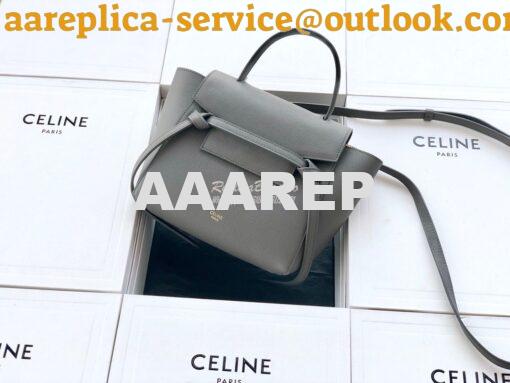 Replica Celine Nano Belt Bag In grey Grained Calfskin 185003