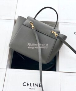Replica Celine Nano Belt Bag In grey Grained Calfskin 185003 2