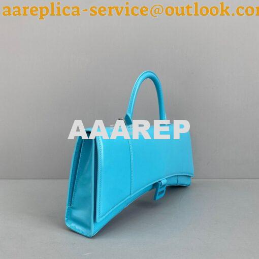 Replica Balenciaga Hourglass Stretched Top Handle Bag in Azur Shiny Bo 2