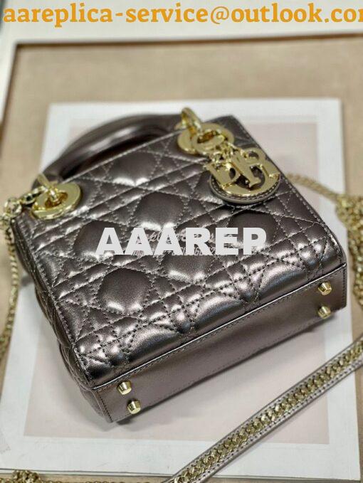Replica Christian Dior Lady Dior Quilted in Metallic Lambskin Leather 10