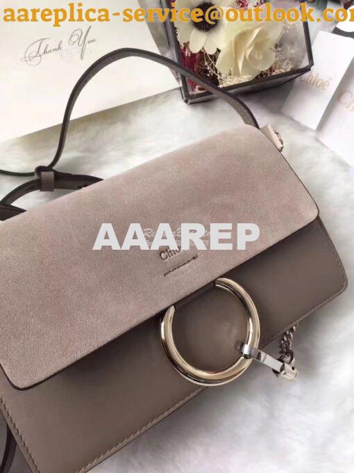 Replica Chloe Faye Small shoulder bag in Suede and Smooth Calfskin Gre 3