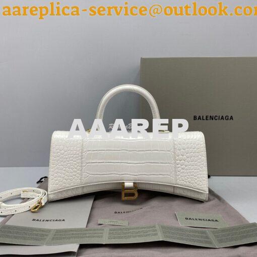 Replica Balenciaga Hourglass Stretched Top Handle Bag in White Shiny C