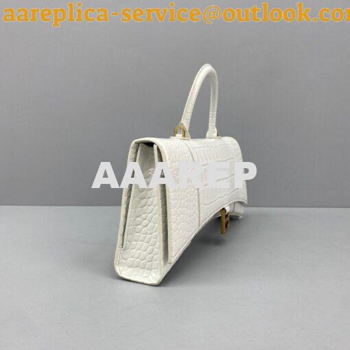 Replica Balenciaga Hourglass Stretched Top Handle Bag in White Shiny C 2