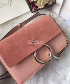 Replica Chloe Faye Small shoulder bag in Suede and Smooth Calfskin Pin