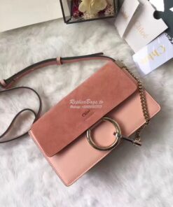 Replica Chloe Faye Small shoulder bag in Suede and Smooth Calfskin Pin 2