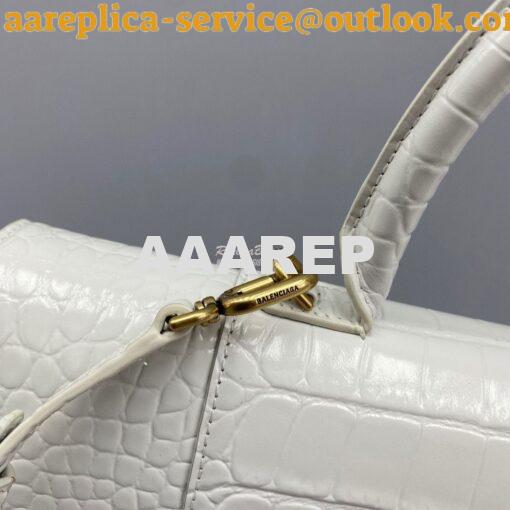 Replica Balenciaga Hourglass Stretched Top Handle Bag in White Shiny C 4