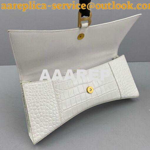 Replica Balenciaga Hourglass Stretched Top Handle Bag in White Shiny C 7