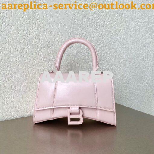 Replica Balenciaga Hourglass Top Handle Bag In Light Rose Shiny Box Ca