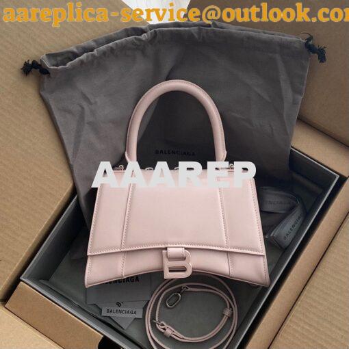 Replica Balenciaga Hourglass Top Handle Bag In Light Rose Shiny Box Ca 3