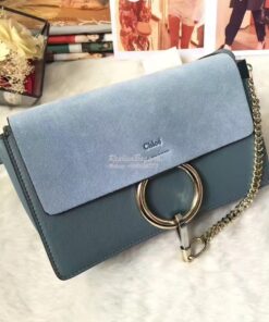 Replica Chloe Faye Small shoulder bag in Suede and Smooth Calfskin oce