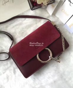Replica Chloe Faye Small shoulder bag in Suede and Smooth Calfskin Sie