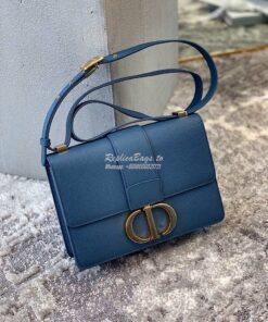 Replica Dior 30 Montaigne Grained Calfskin Bag in Denim Blue 2