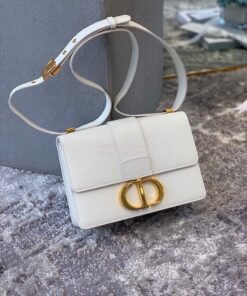Replica Dior 30 Montaigne Grained Calfskin Bag in White
