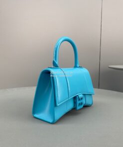 Replica Balenciaga Hourglass Top Handle Bag In Azur Shiny Box Calfskin 2