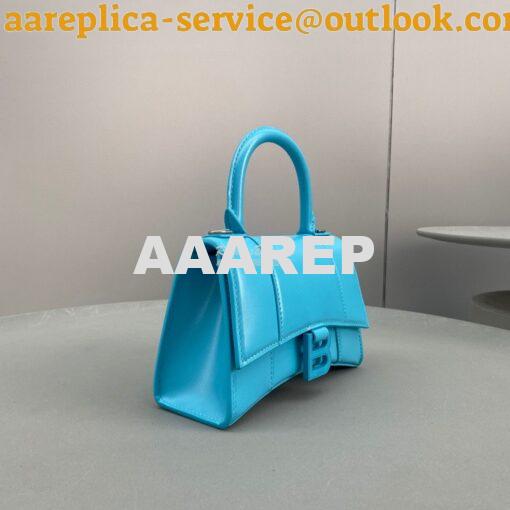 Replica Balenciaga Hourglass Top Handle Bag In Azur Shiny Box Calfskin 2