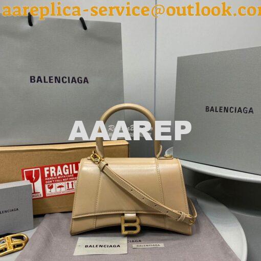 Replica Balenciaga Hourglass Top Handle Bag In Mink Shiny Box Calfskin 8
