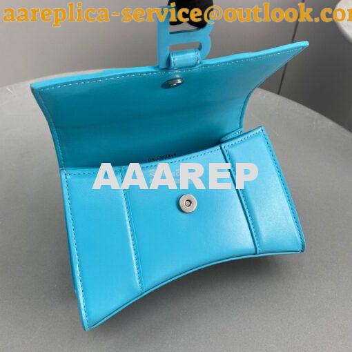 Replica Balenciaga Hourglass Top Handle Bag In Azur Shiny Box Calfskin 5