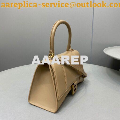 Replica Balenciaga Hourglass Top Handle Bag In Mink Shiny Box Calfskin 9