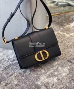 Replica Dior 30 Montaigne Grained Calfskin Bag in Black