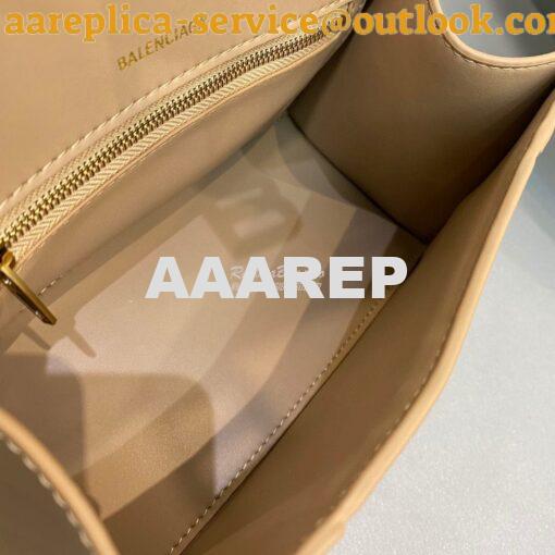 Replica Balenciaga Hourglass Top Handle Bag In Mink Shiny Box Calfskin 12