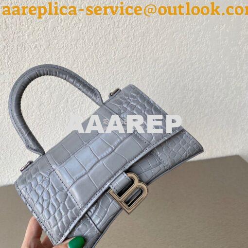 Replica Balenciaga Hourglass Top Handle Bag In Shiny Crocodile Embosse 6