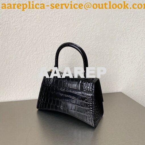 Replica Balenciaga Hourglass Top Handle Bag In Shiny Crocodile Embosse 3
