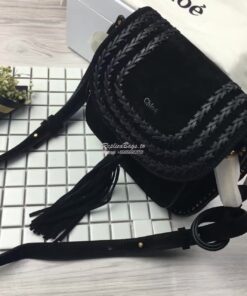 Replica Chloe Hudson Shoulder Bag in Suede Calfskin Black 2