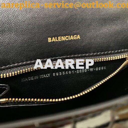 Replica Balenciaga Hourglass Top Handle Bag In Shiny Crocodile Embosse 7