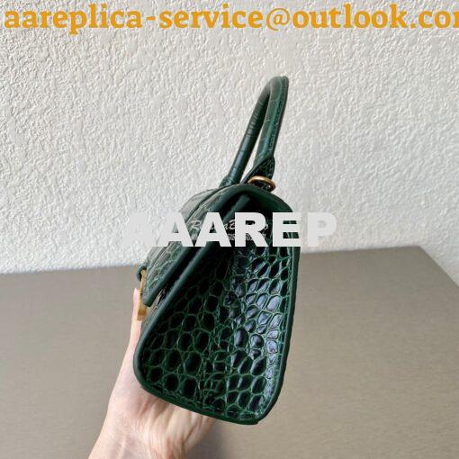 Replica Balenciaga Hourglass Top Handle Bag In Shiny Crocodile Embosse 4