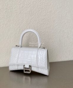 Replica Balenciaga Hourglass Top Handle Bag In Shiny Crocodile Embosse