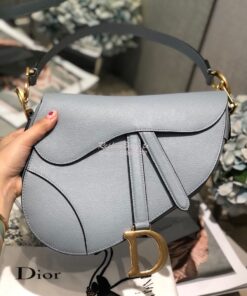 Replica Dior Saddle Bag in Grained Calfskin Baby Blue 2