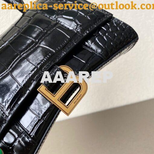 Replica Balenciaga Hourglass Top Handle Bag In Shiny Crocodile Embosse 14