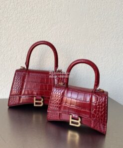 Replica Balenciaga Hourglass Top Handle Bag In Shiny Crocodile Embosse