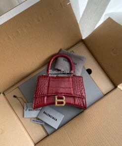 Replica Balenciaga Hourglass Top Handle Bag In Shiny Crocodile Embosse 2