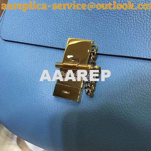 Replica Chloe Drew Shoulder Bag in Grained Lambskin Light Blue 2