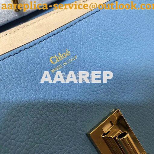 Replica Chloe Drew Shoulder Bag in Grained Lambskin Light Blue 3