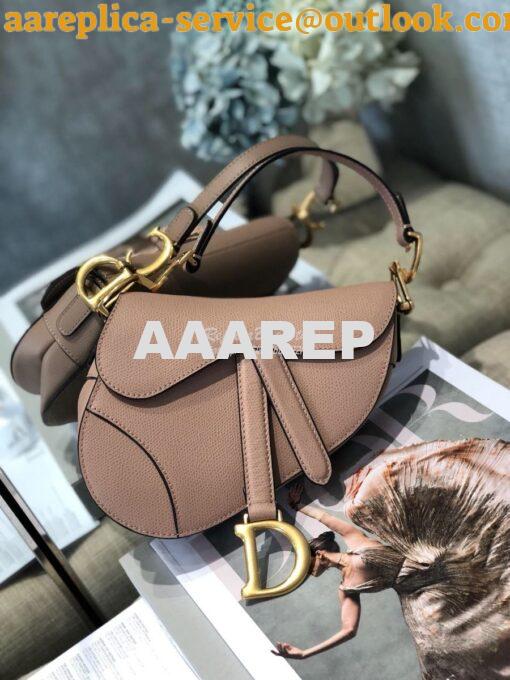 Replica Dior Saddle Bag in Grained Calfskin Nude Pink 14