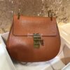 Replica Chloe Drew Shoulder Bag in Grained Lambskin Tobacco