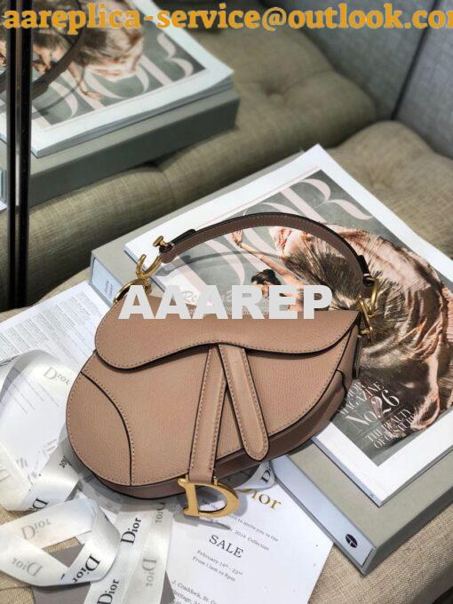 Replica Dior Saddle Bag in Grained Calfskin Nude Pink 15