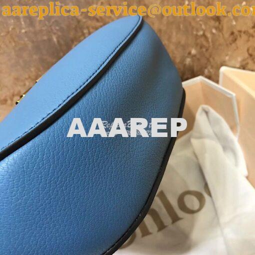 Replica Chloe Drew Shoulder Bag in Grained Lambskin Light Blue 8