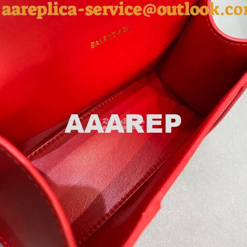 Replica Balenciaga Hourglass Top Handle Bag In Red Shiny Box Calfskin 6