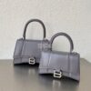 Replica Balenciaga Hourglass Top Handle Bag In Grey Shiny Box Calfskin